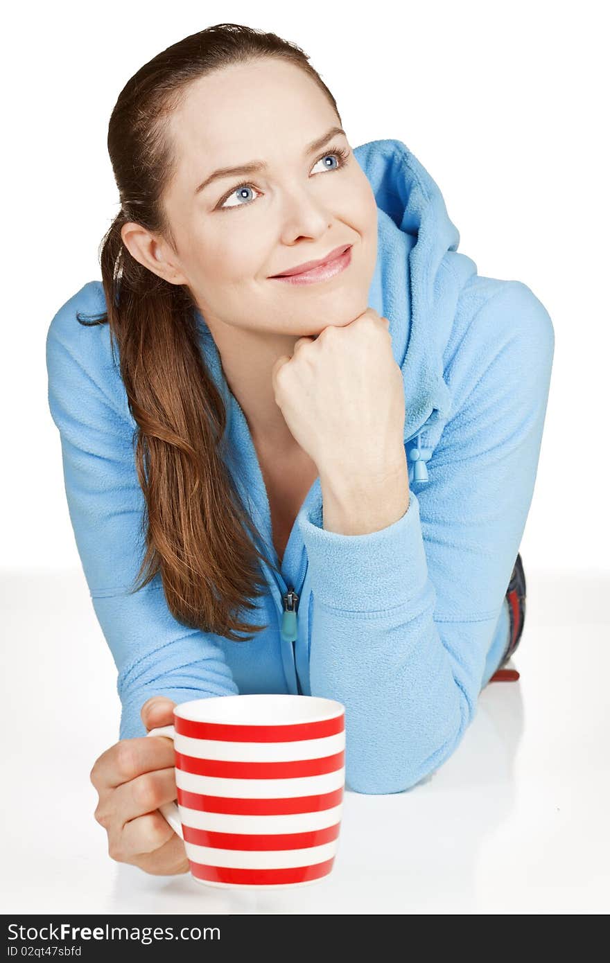 Beautiful healthy woman lying down