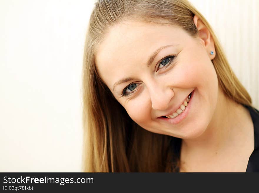 Portrait of beautiful woman in home