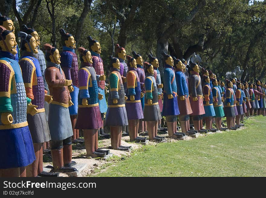 One chinese army represented by clay statues. One chinese army represented by clay statues