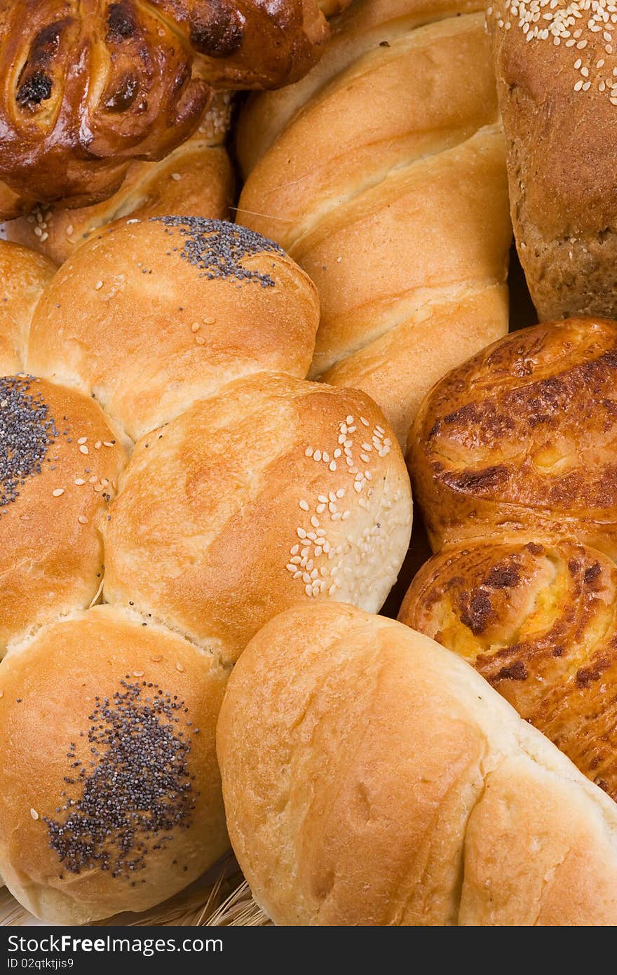 Tasty set of bun and bread