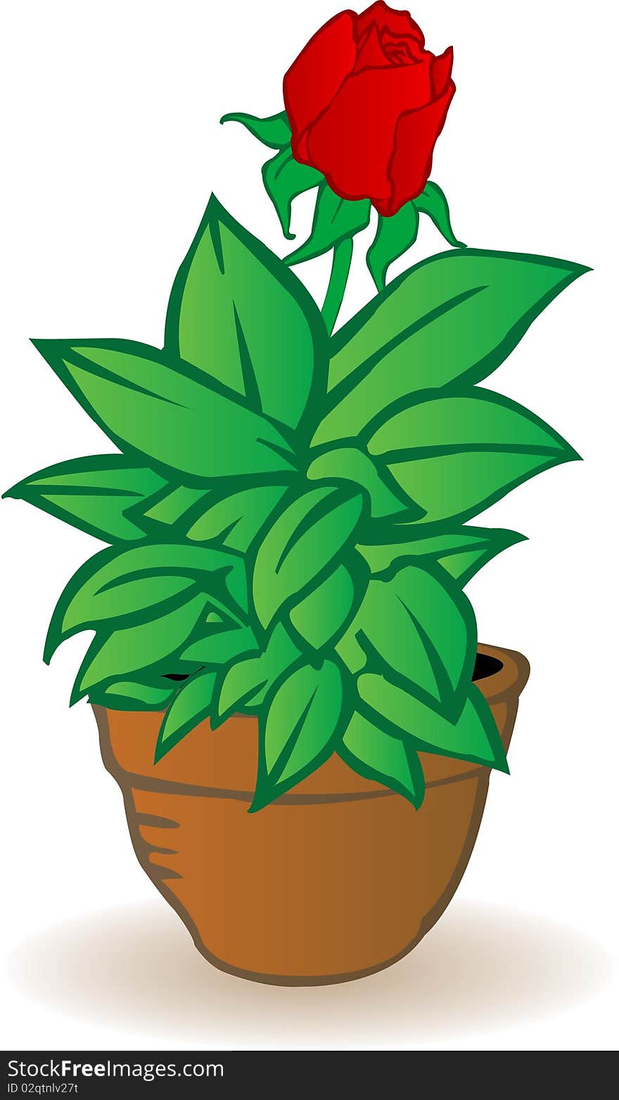 Vector illustration a flowerpot with a rose flower on a white background