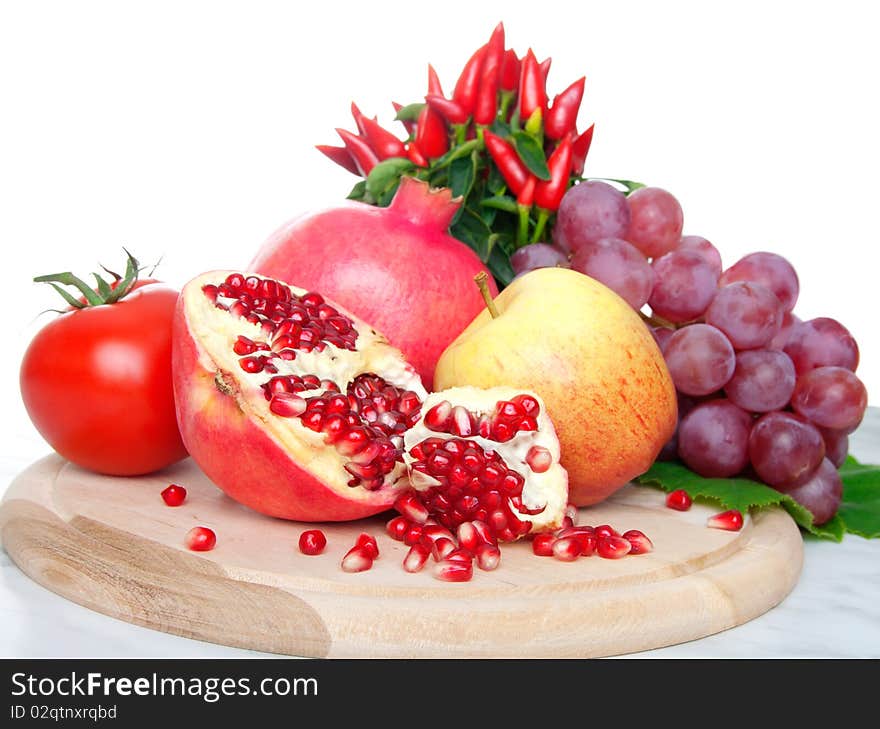 Ffresh fruits on table. isolated on a white background