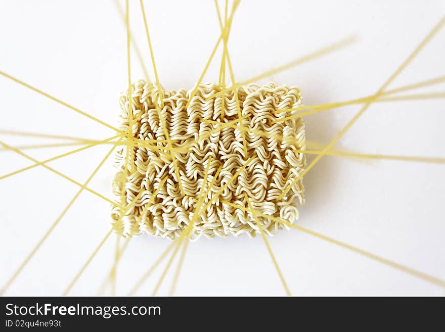 Noodles isolated on a white background