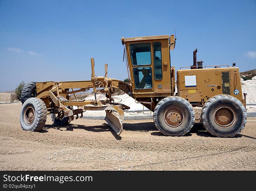 Large tractor working on a new road