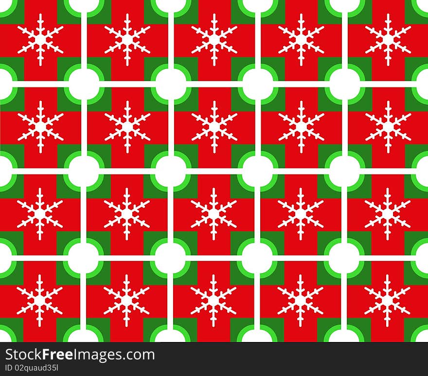 Red, green and white Christmas tile pattern with snowflakes. Red, green and white Christmas tile pattern with snowflakes.