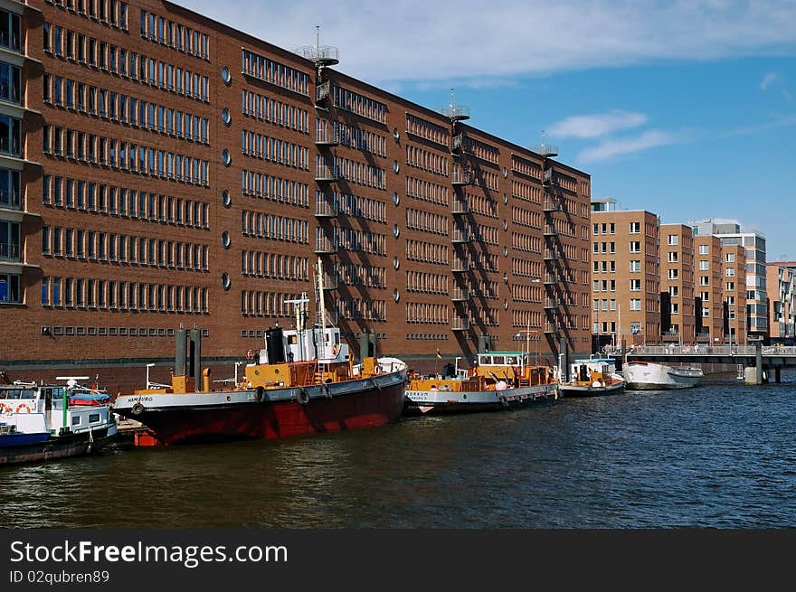 Old hafen city with several boats. Old hafen city with several boats.