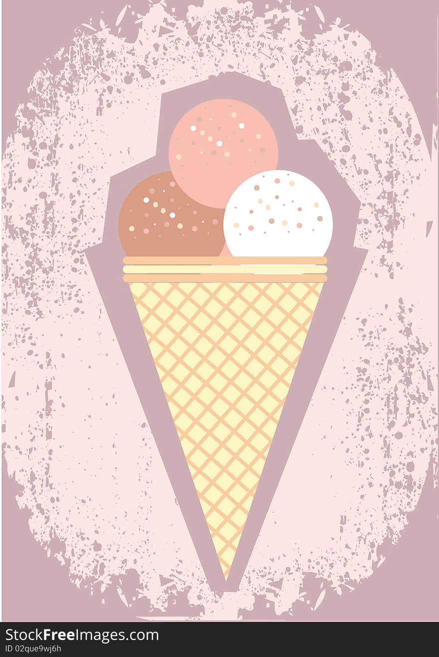 Ice cream .Vector grunge image