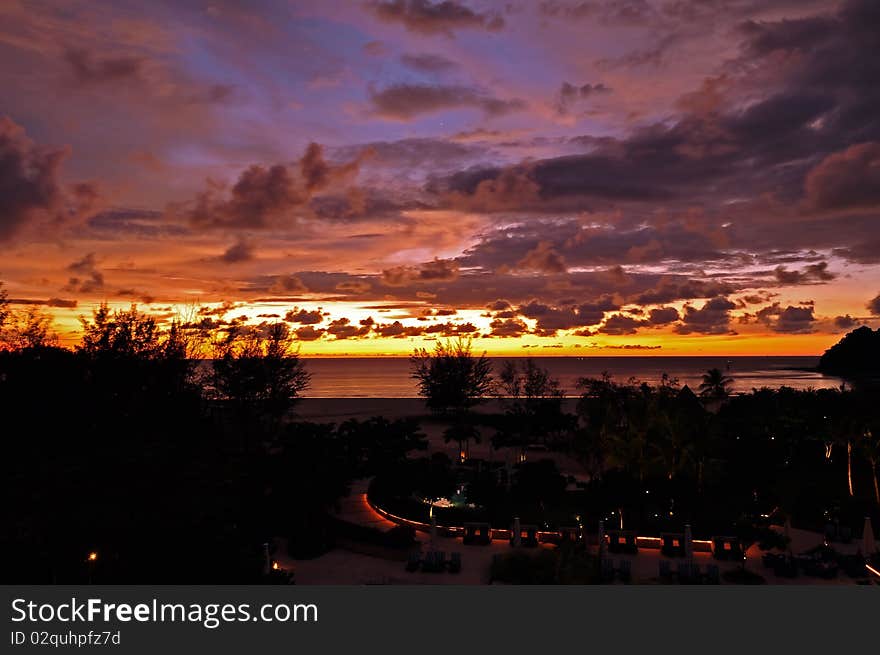 Sea sunset in Malaysia, Borneo. Sea sunset in Malaysia, Borneo.