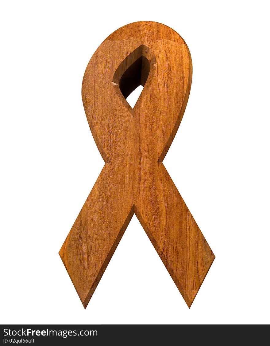 Aids Hiv Symbol In Wood (3d)