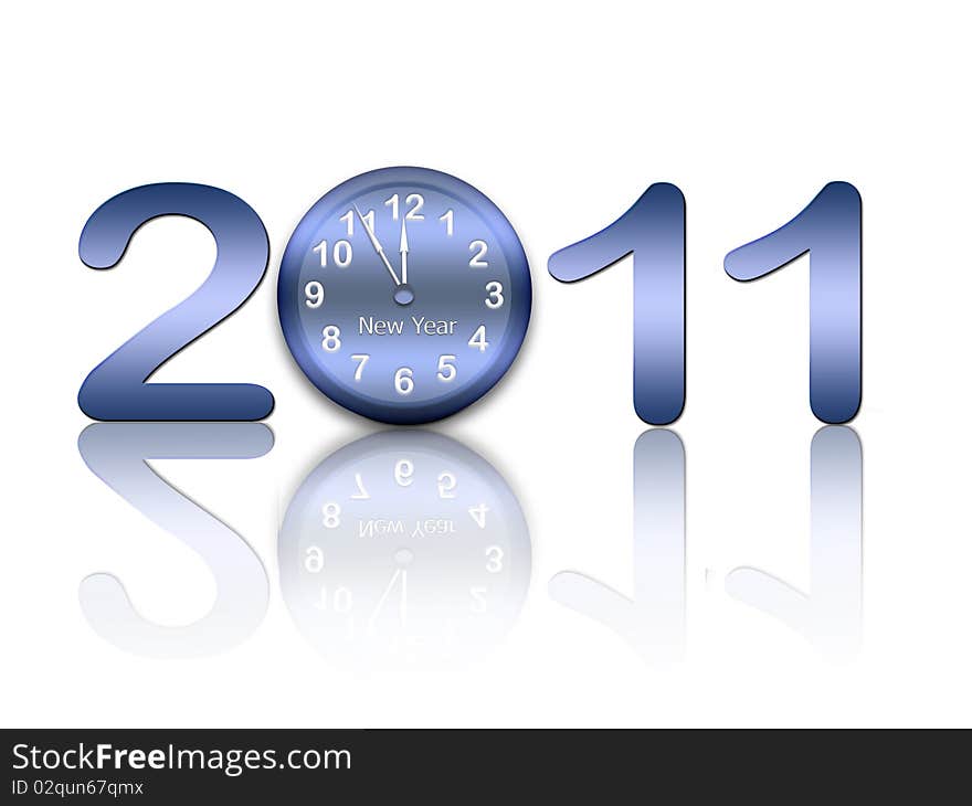 New year background with figures 2011 and clock