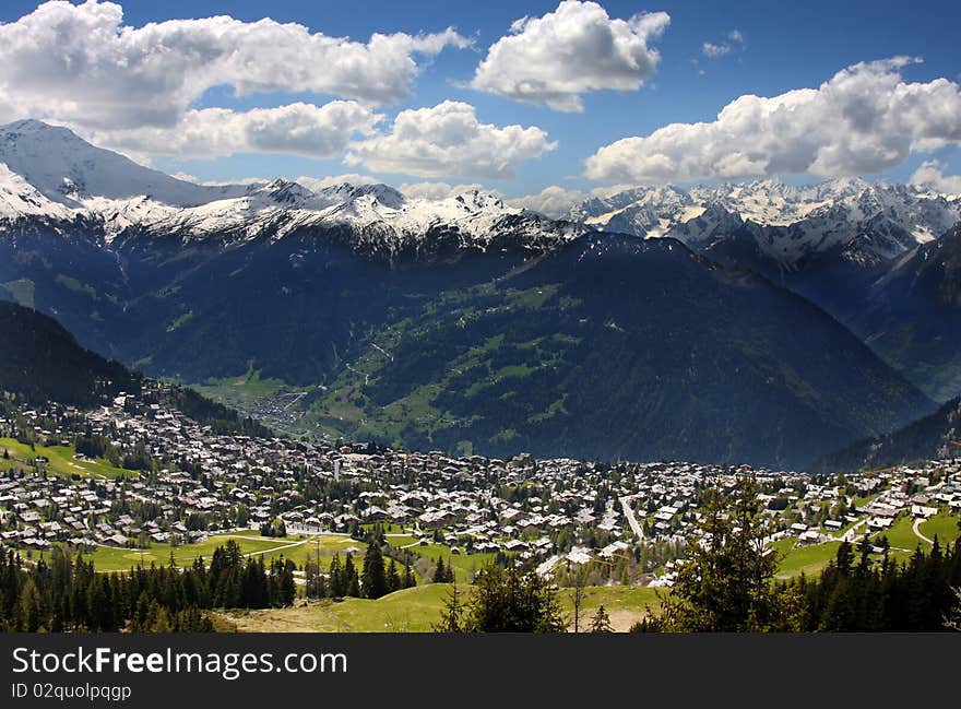 Details of skiing resort, Swiss Alps, Verbier, Switzerland