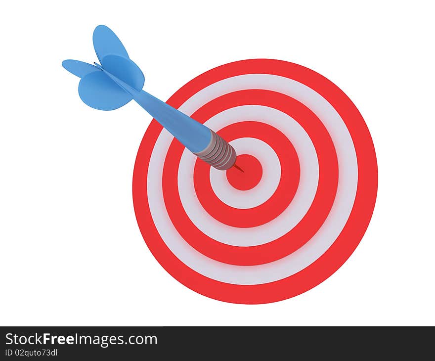 Conceptual image of dart hitting the target. Image isolated on a white back ground. Conceptual image of dart hitting the target. Image isolated on a white back ground.