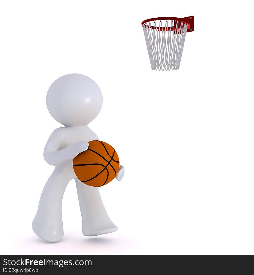 Aadmii playing basket ball. Image isolated on a white back ground. Aadmii playing basket ball. Image isolated on a white back ground.