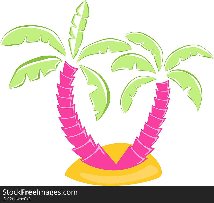 Vector cartoon palm background illustration. Vector cartoon palm background illustration