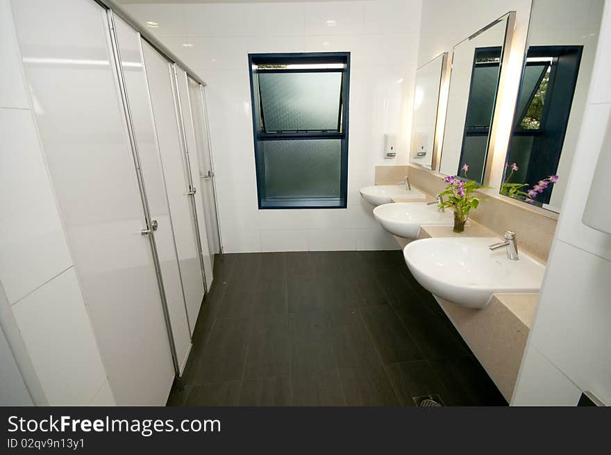 Second set of the interior of a new modern lavatory toilet. Second set of the interior of a new modern lavatory toilet.
