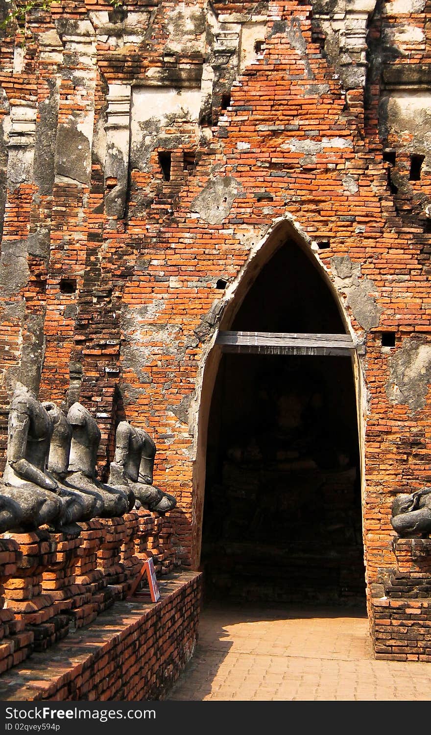 The gate of old stupa in Ayutthaya old city.