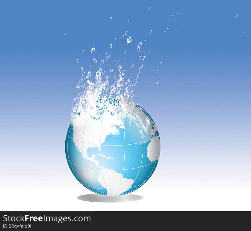 Wold Globe With Water Drops