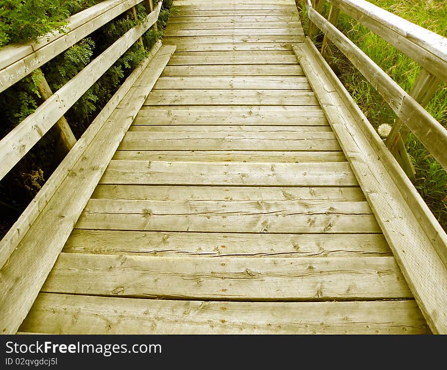 Nice wooden staircase going down