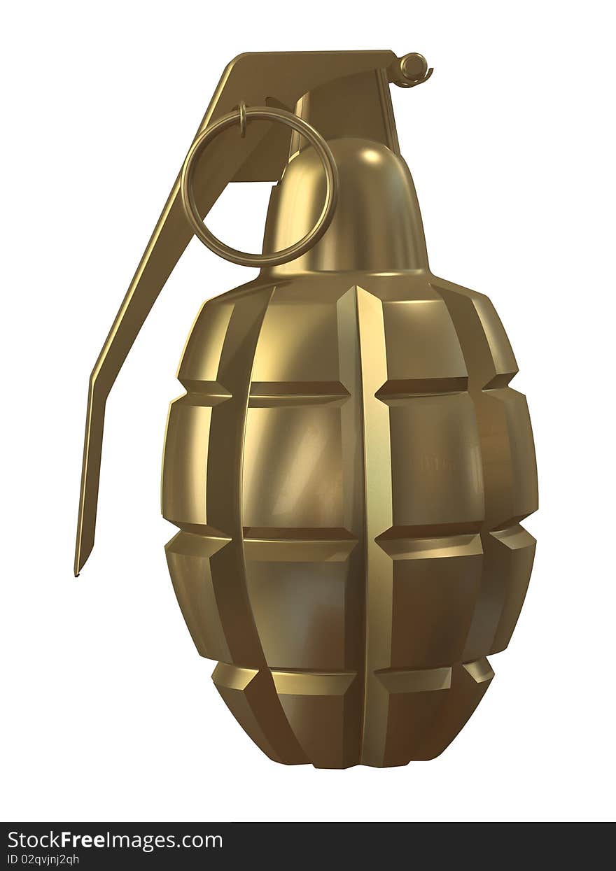 3d render of a fragmentation hand grenade MK2 isolated on white background