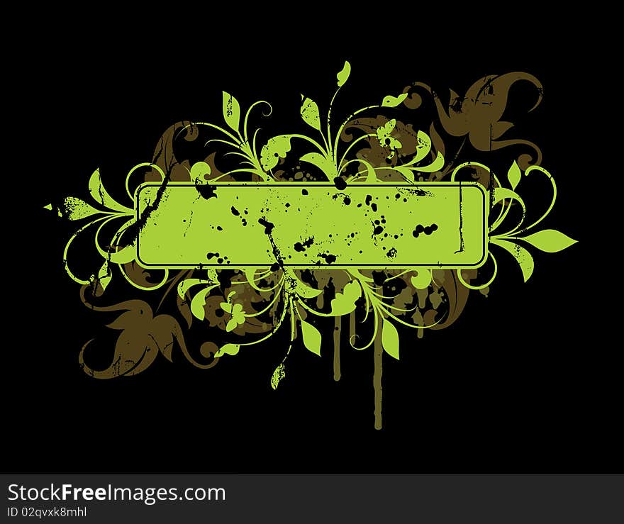 Banner with floral elements on a black background