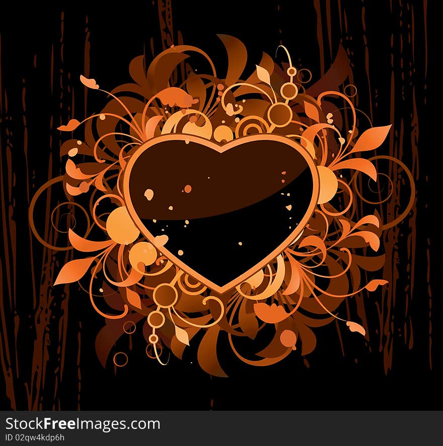 Heart with design elements on a black background