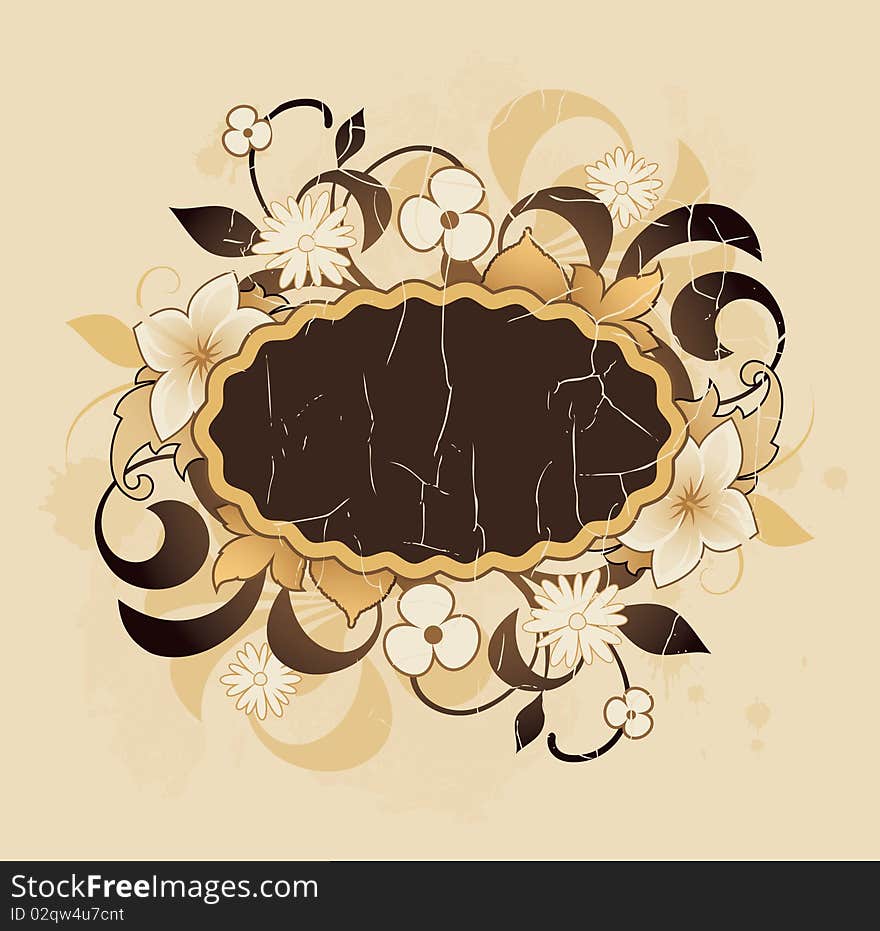 Retro banner with flower and floral elements