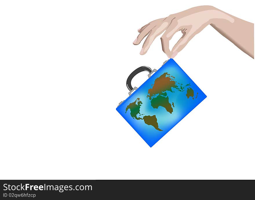 Vector illustration a suitcase with globe