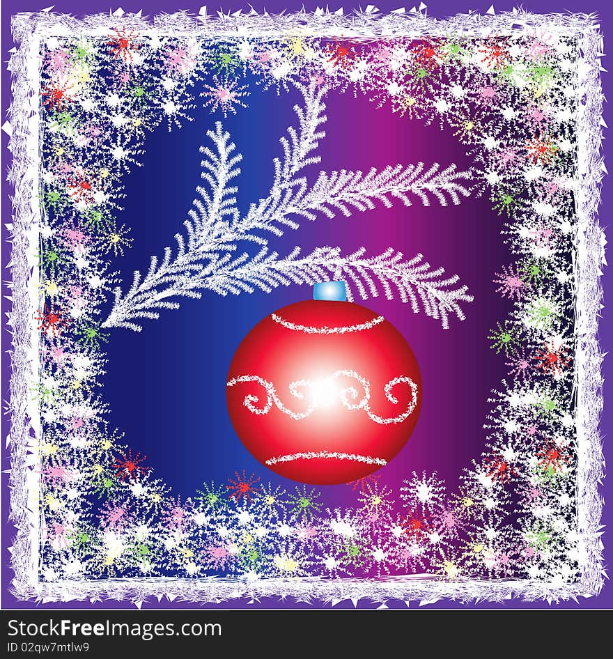 Christmas,New Year red background with red ball,snowflakes and frost patterns. Christmas,New Year red background with red ball,snowflakes and frost patterns.