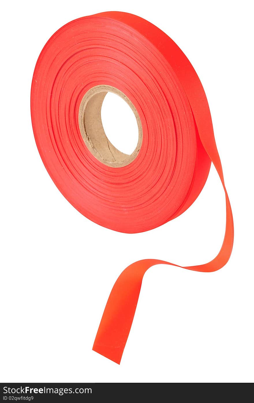 Red tape roll isolated over white background. Red tape roll isolated over white background.