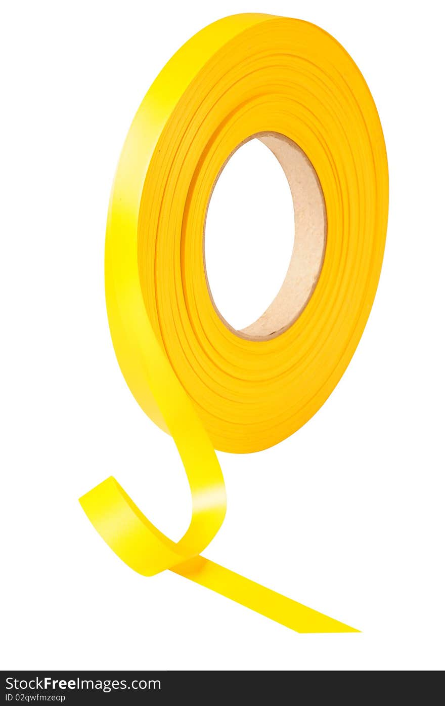 Yellow tape roll isolated over white background. Yellow tape roll isolated over white background.