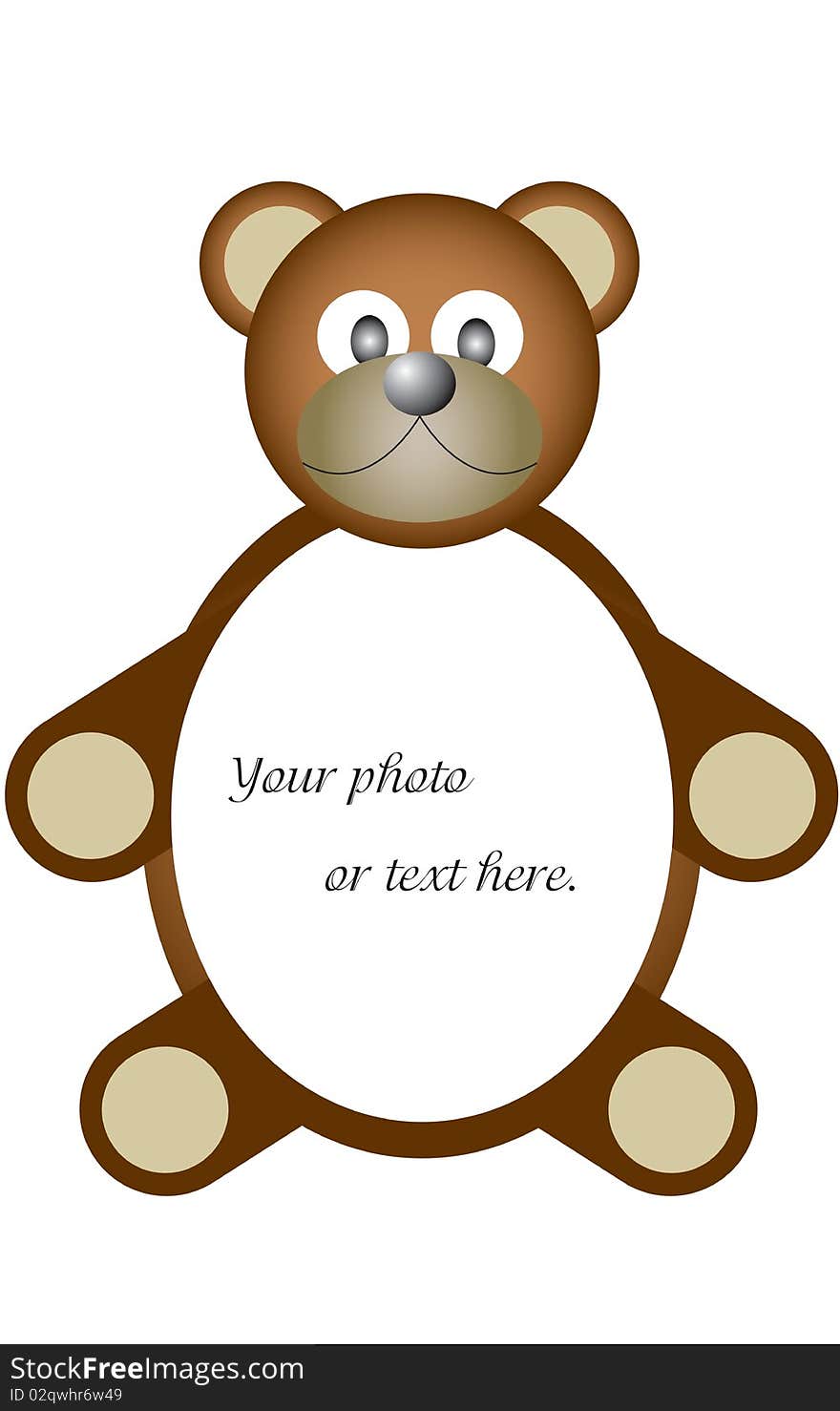 An illustration of a cute teddy bear frame for photo or simple text