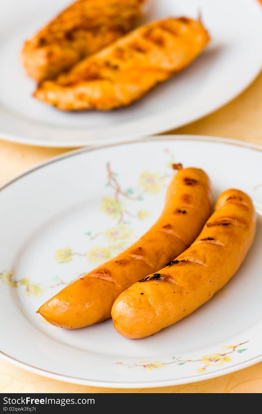 Close Up,Sausage,Served fresh gold meat cutlet.