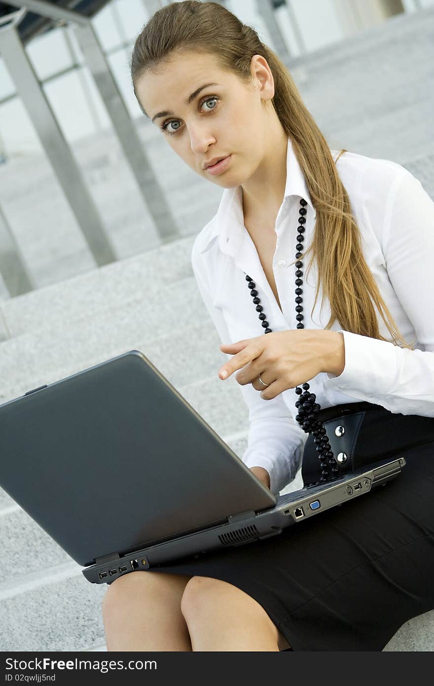 Business woman with laptop