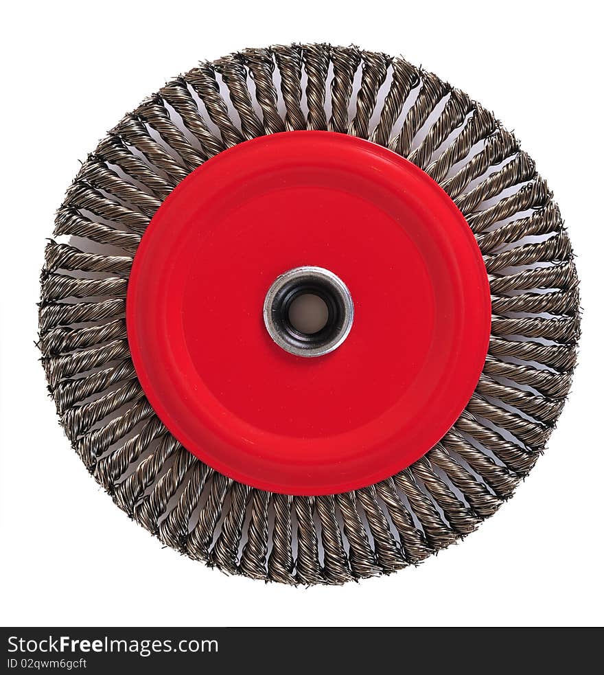 Industrial wire brush disc over white. Industrial wire brush disc over white.