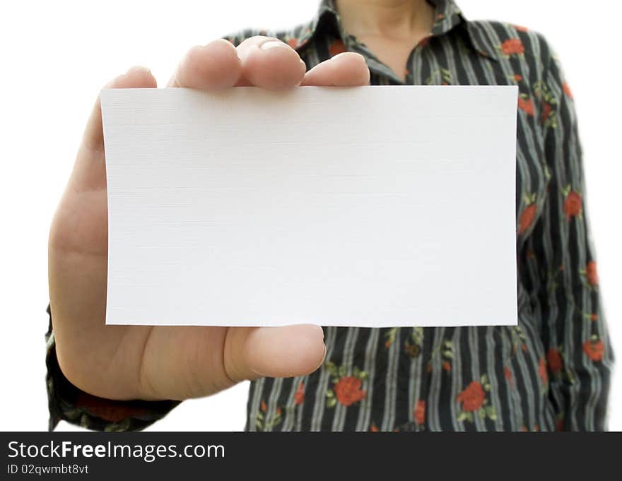 Page in hand isolated on a white