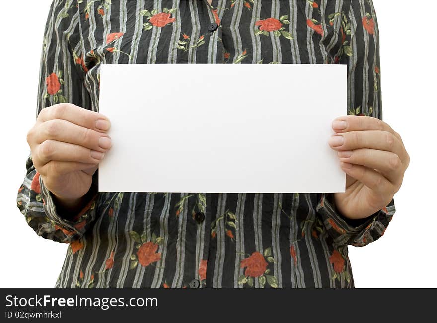 Page in hand isolated on a white