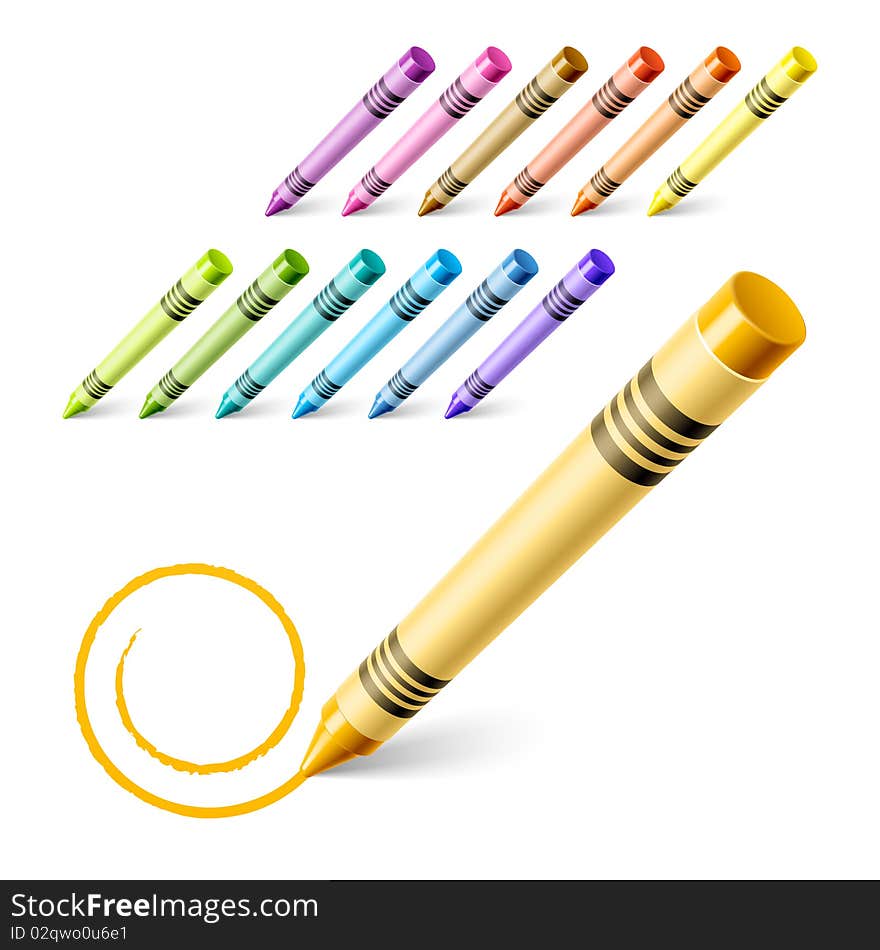 Vector illustration of drawing crayons