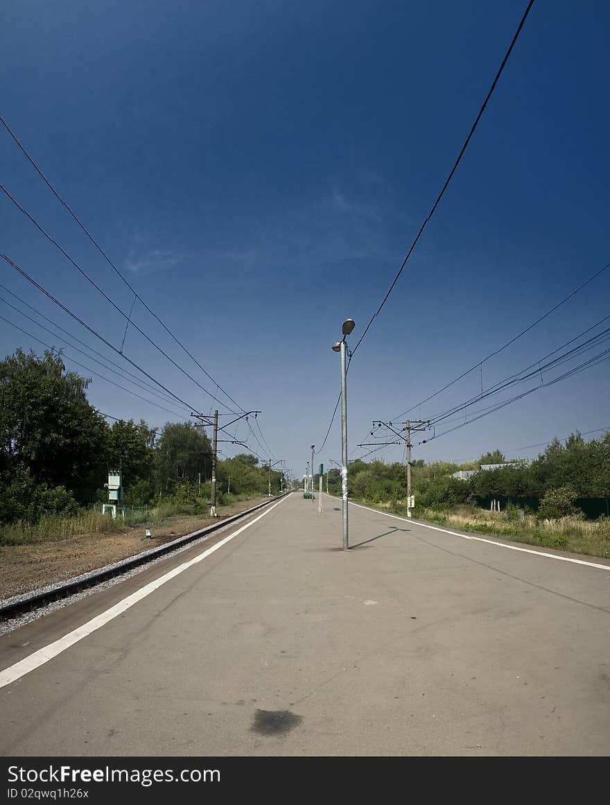 Suburban Railway Station In Hot Day In Russia