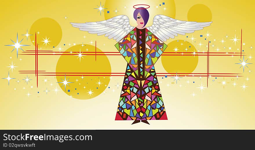 Stained glass angel with wings