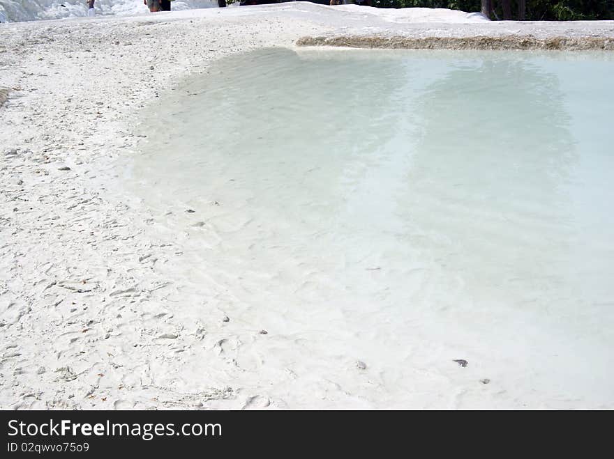 Lake on pamukkale terrace