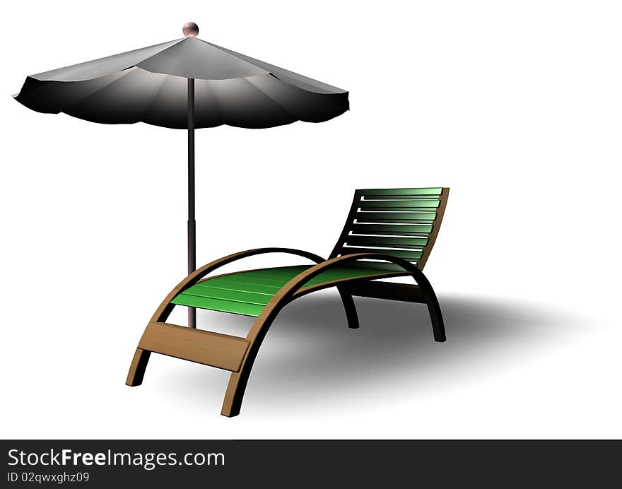 Beach Parasol and Deckchair