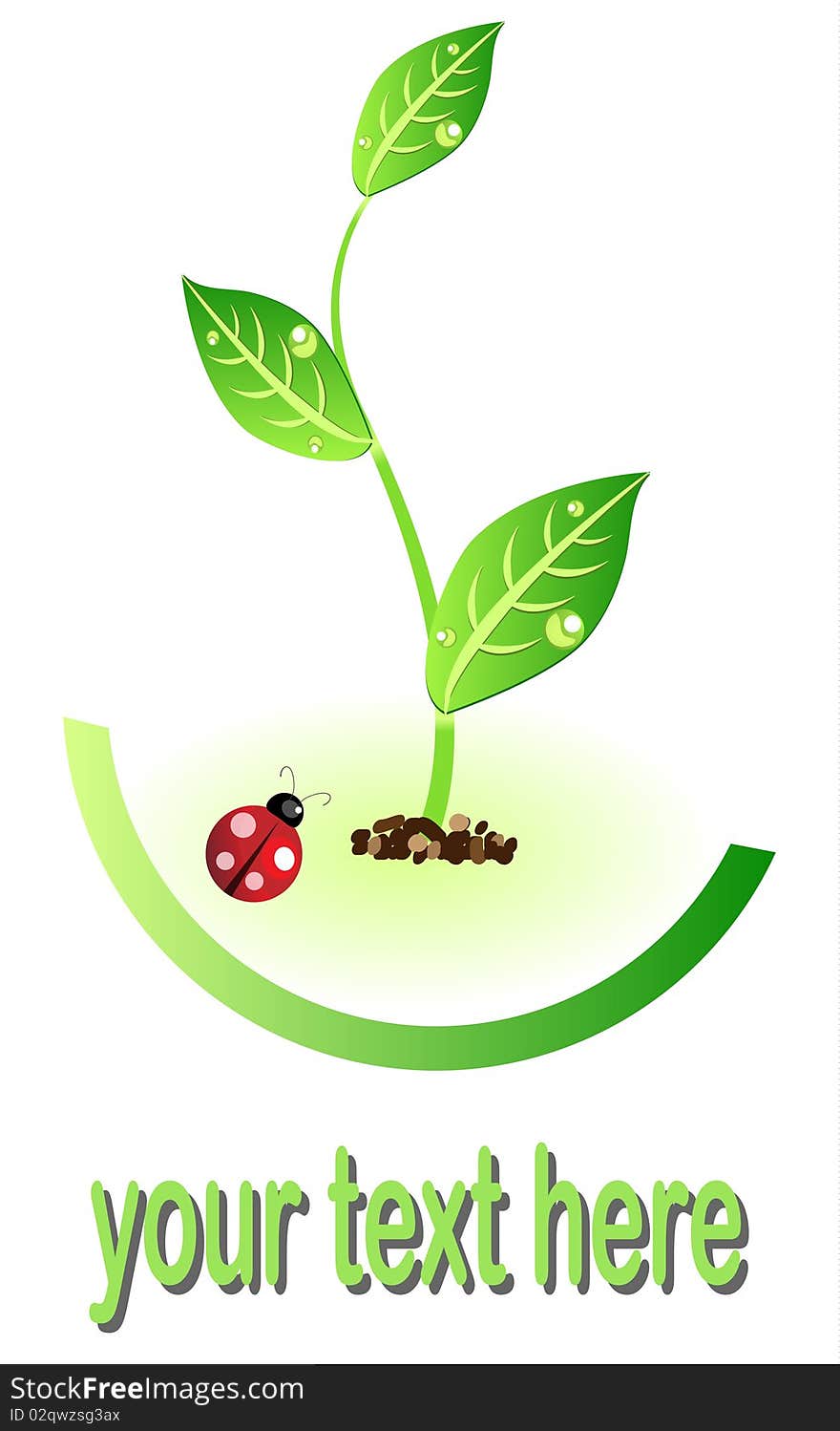 Eco illustration icon with plant and lady bug for environmental concept