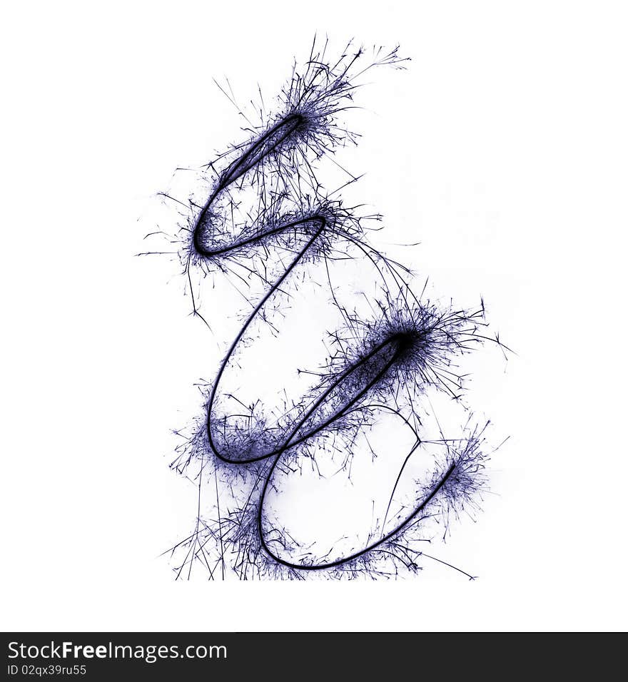 Abstract image of sparkler isolated against white background