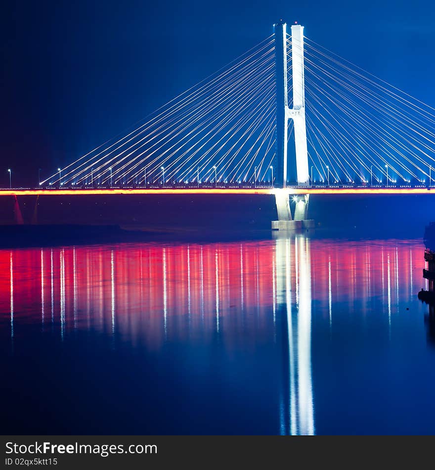 The night view of the bridge nanchang jiangxi china. The night view of the bridge nanchang jiangxi china.