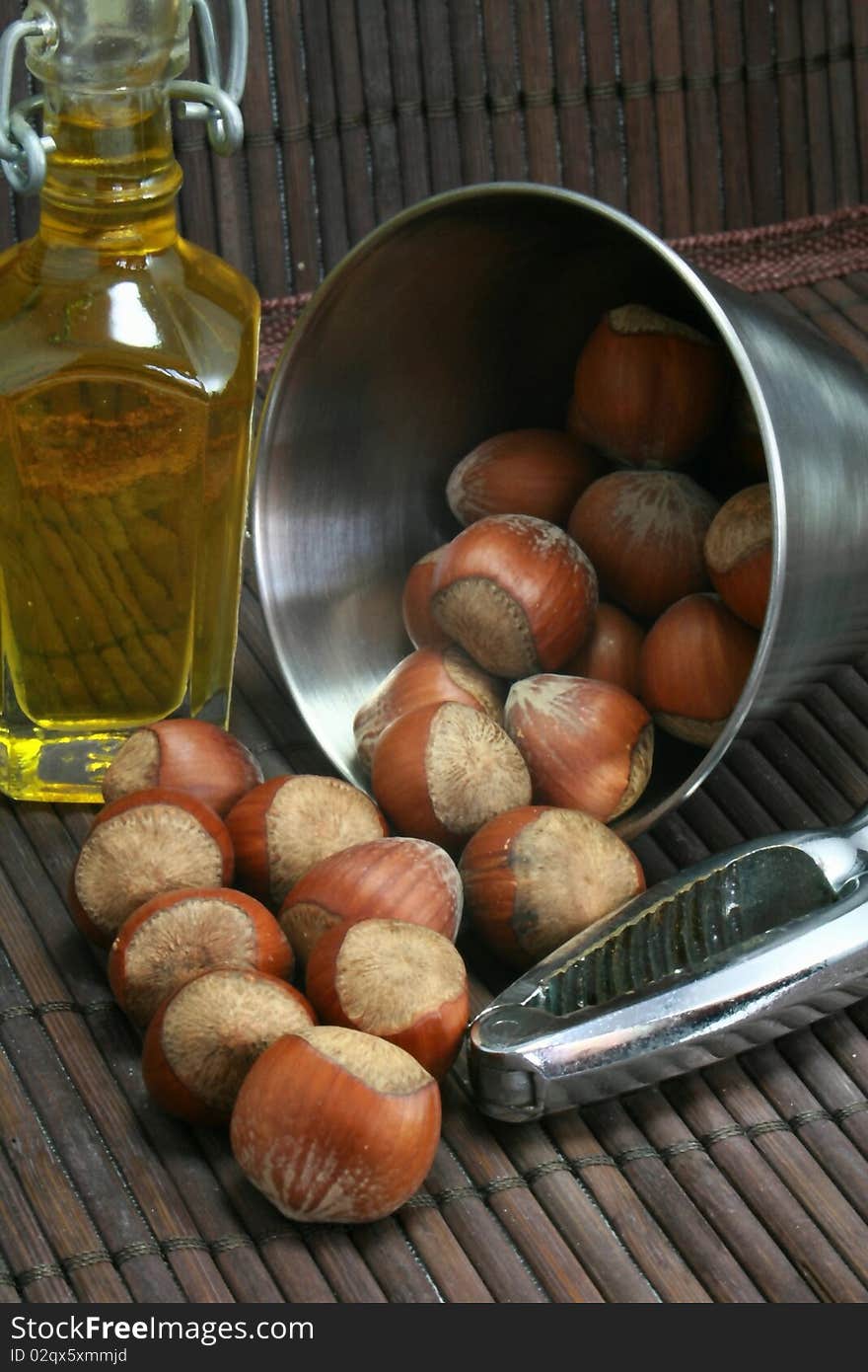 Basket of walnuts and hazelnuts