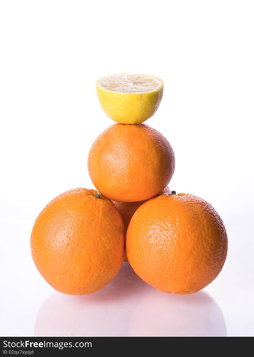 Oranges isolated on white background