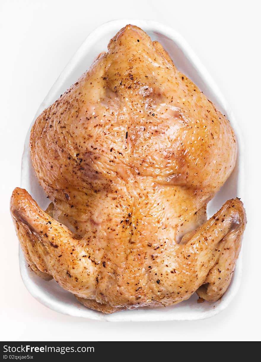 Whole chicken on a white background