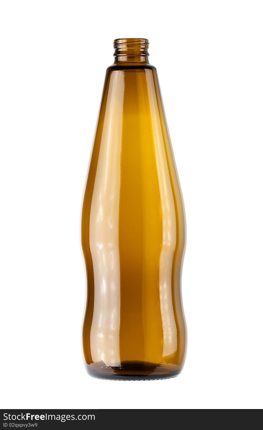 Empty beer bottle on a white background