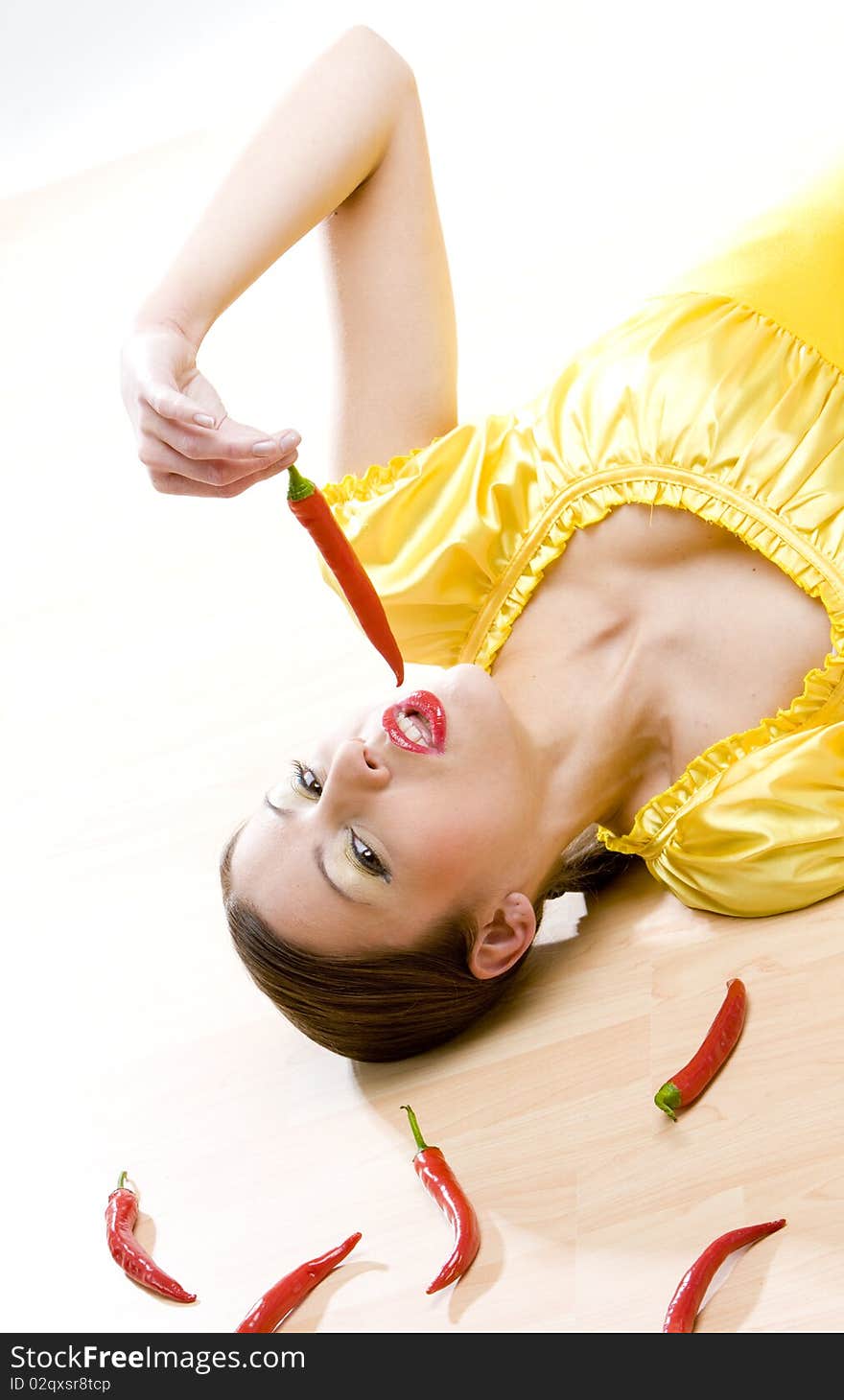 Woman with chilis