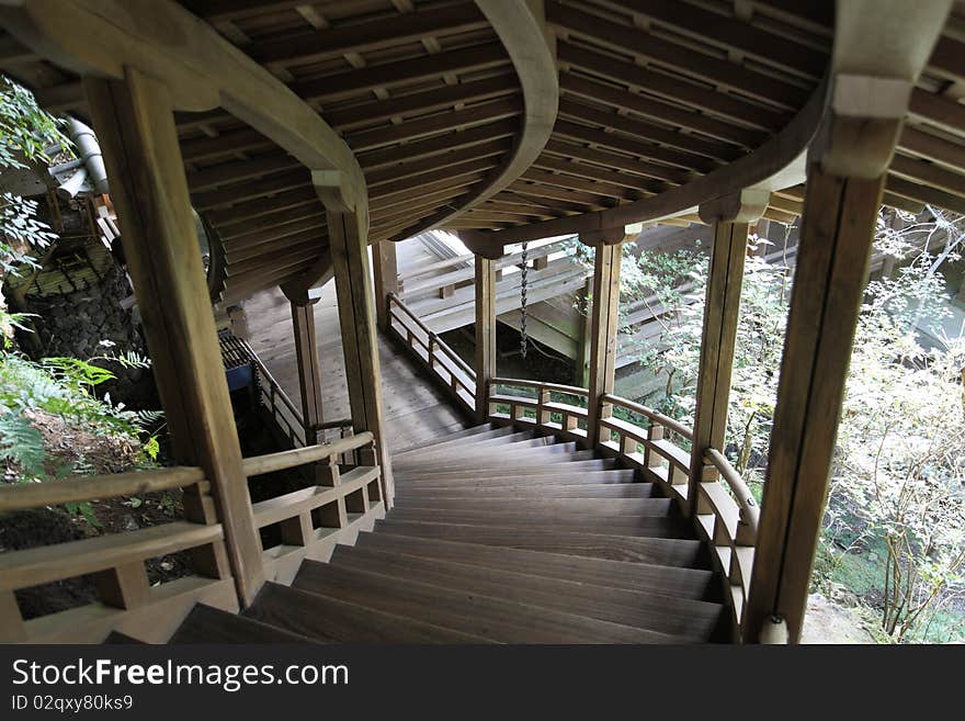 Japanese very old wooden staircase outdoor. Japanese very old wooden staircase outdoor